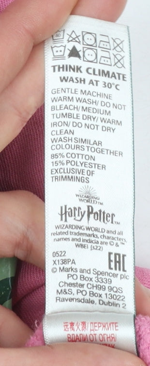 Marks and Spencer Girls Pink Harry Potter Hogwarts Pullover Hoodie 10-11 Years