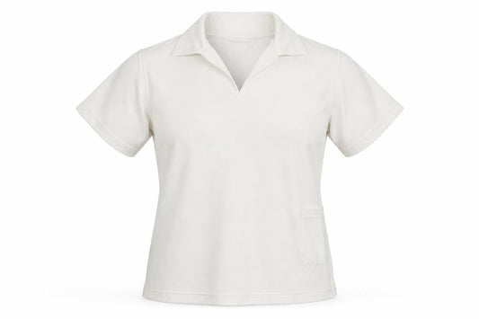 Thomas Taylor Women White Polo Shirt L Short Sleeve Polyester Sports Top