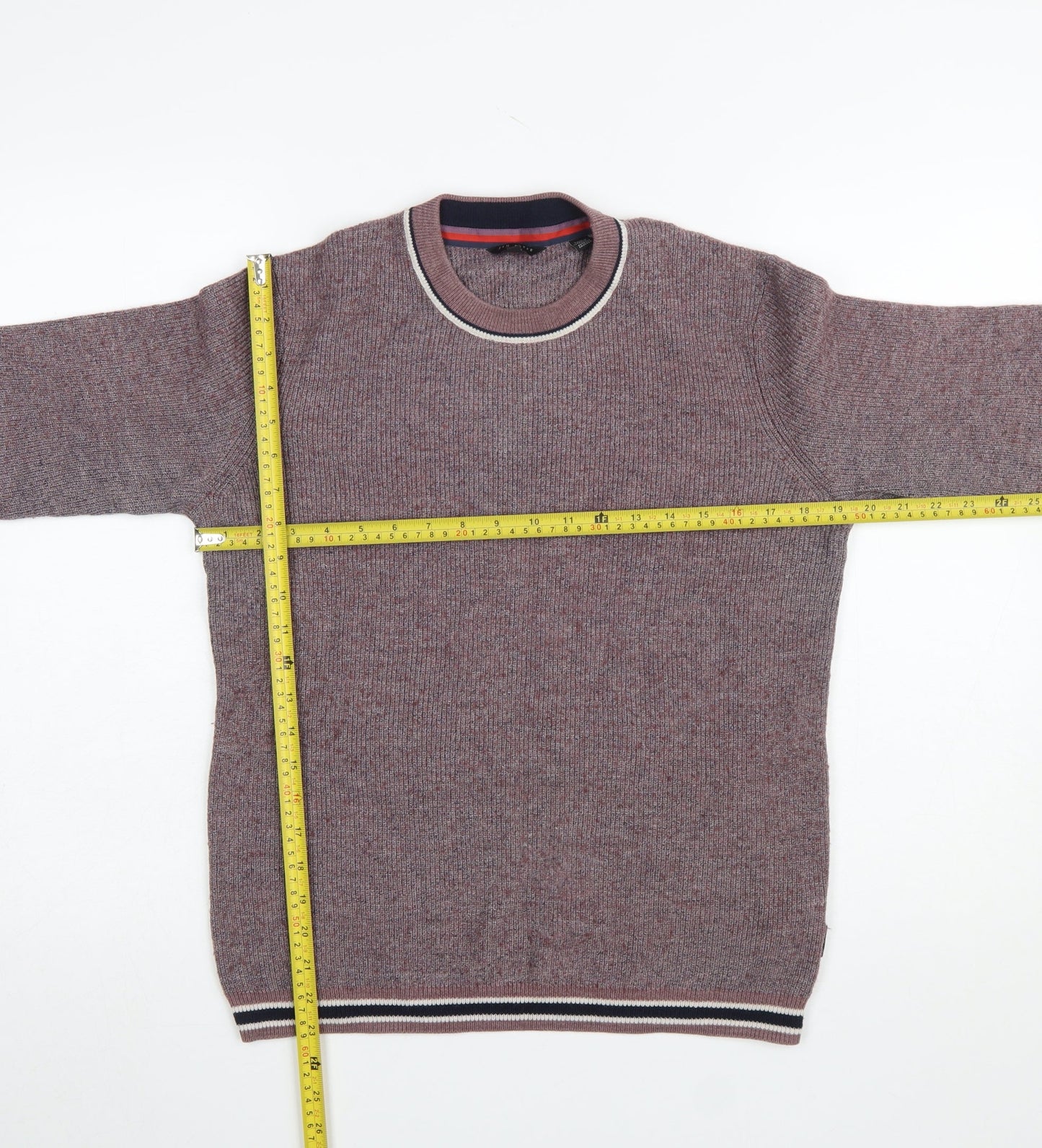 Ted Baker Men’s Purple Crew Neck Wool Blend Knit Jumper Size M