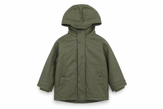 Zara Boys Green Hooded Waterproof Rain Coat 2-3 Years Padded Lined Jacket