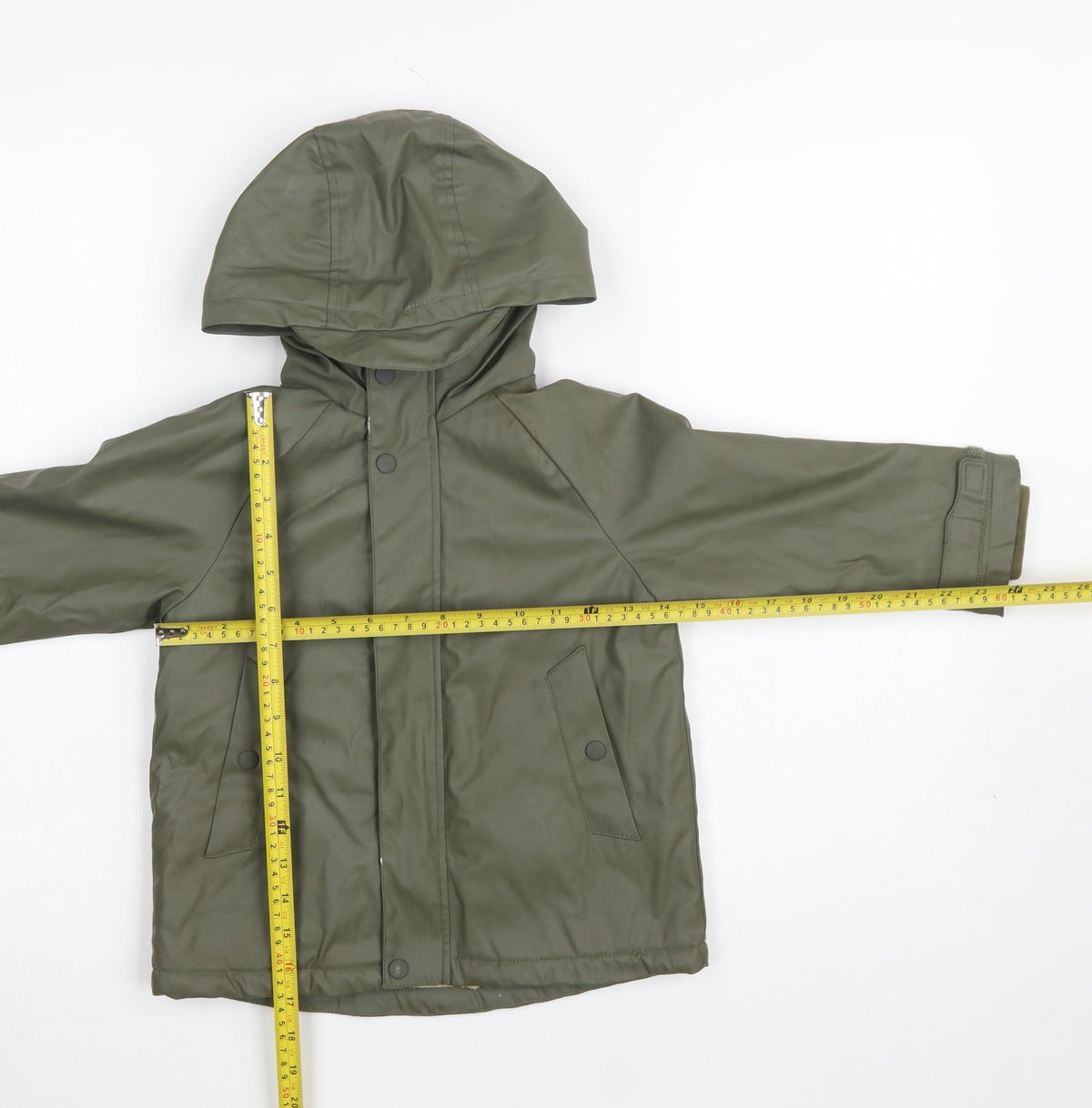 Zara Boys Green Hooded Waterproof Rain Coat 2-3 Years Padded Lined Jacket