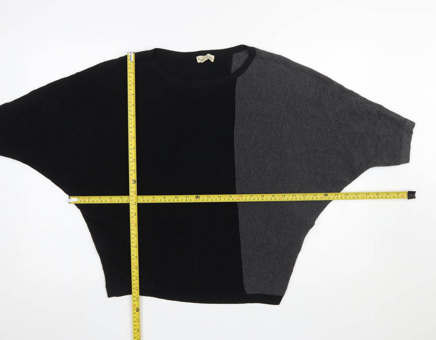 Phase Eight Women's Black & Grey Cotton Knit Relaxed Jumper Size M