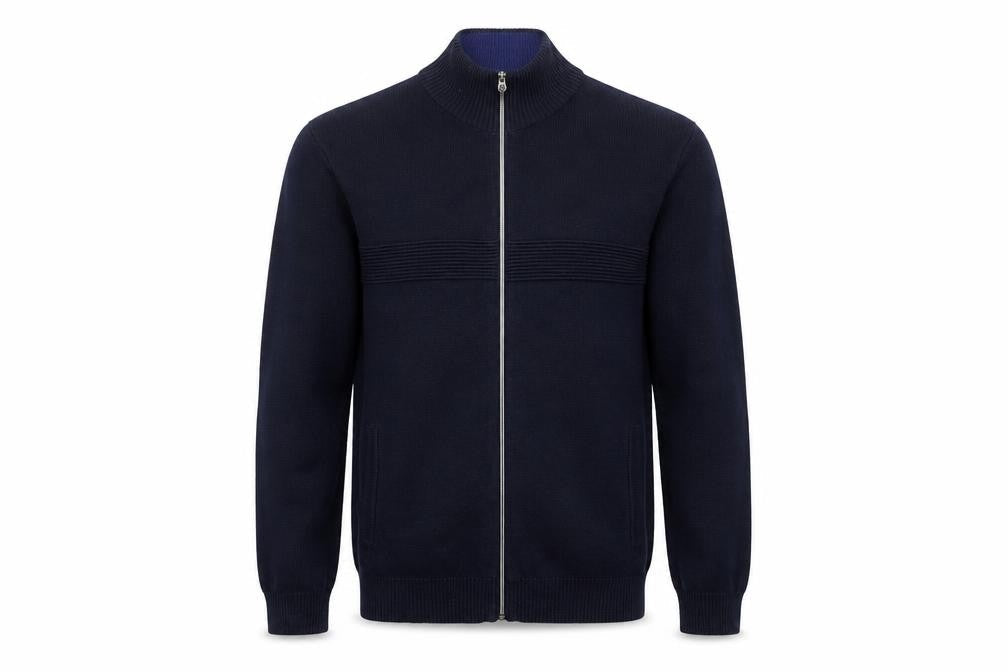 Marks & Spencer Men's Blue Full Zip Cotton Jumper M