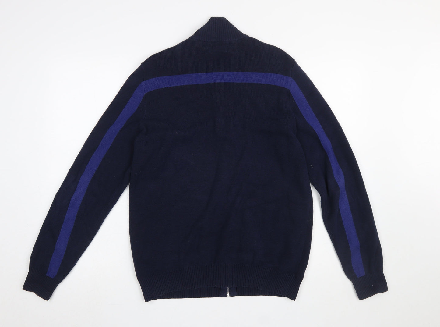 Marks and Spencer Men's Blue Full Zip Cotton Jumper M