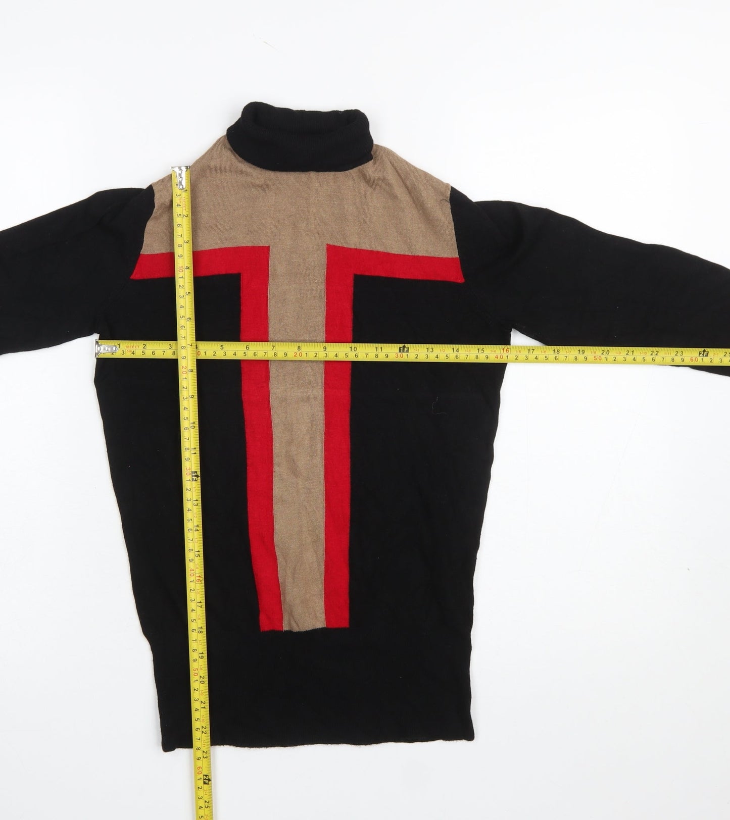 Wallis Women’s Black Roll Neck Geometric Pullover Jumper Size 10