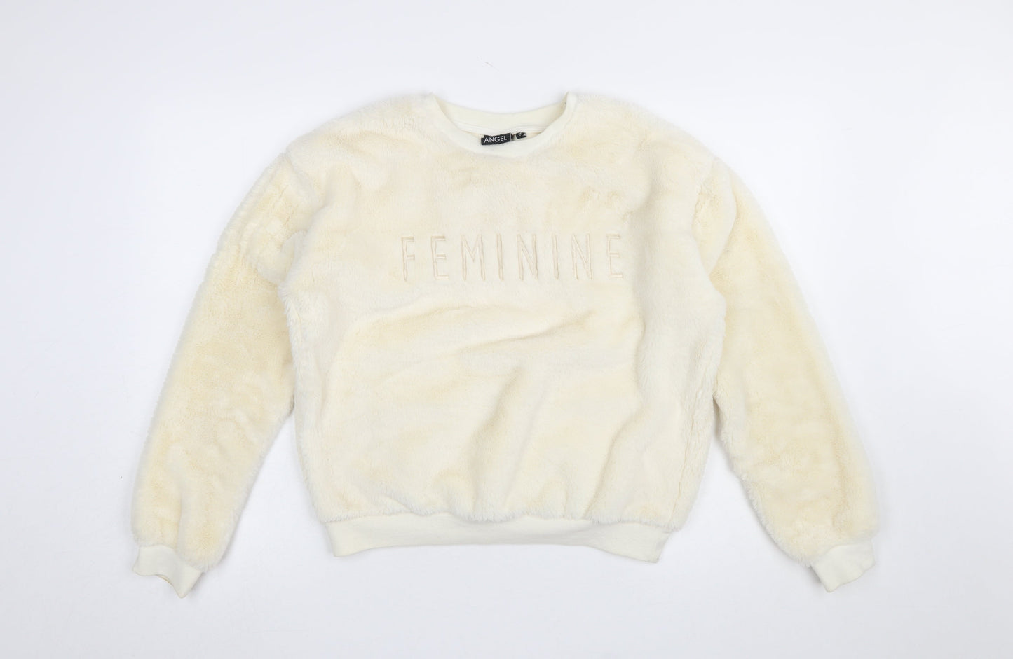 Tokyo Angel Womens Ivory Faux Fur Pullover Sweatshirt Size 8