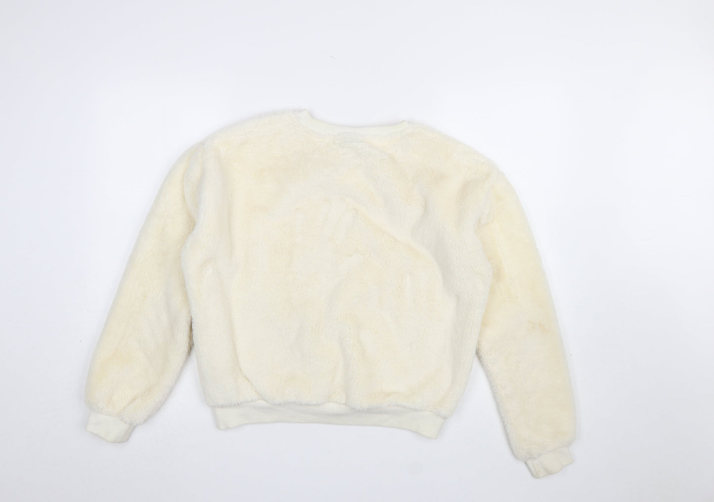 Tokyo Angel Womens Ivory Faux Fur Pullover Sweatshirt Size 8