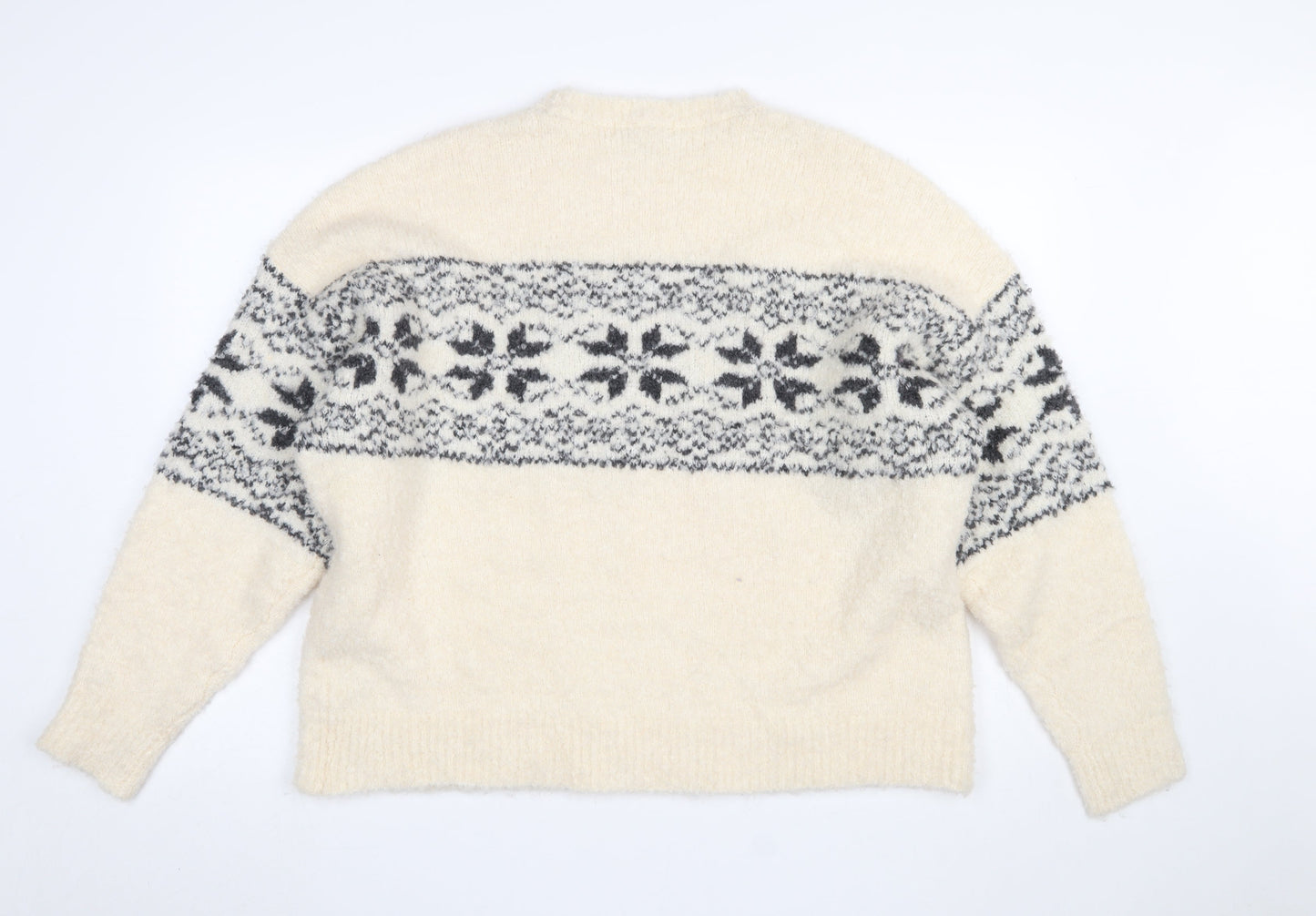 Marks and Spencer Women Beige Fair Isle Knit Jumper Size L