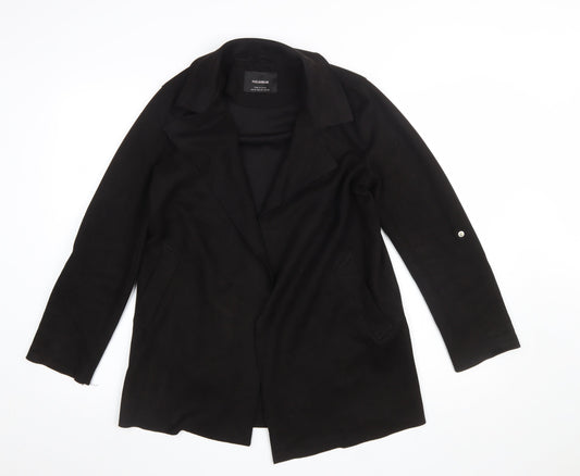 Pull&Bear Womens Black XS Mid-Length Overcoat Classic Style