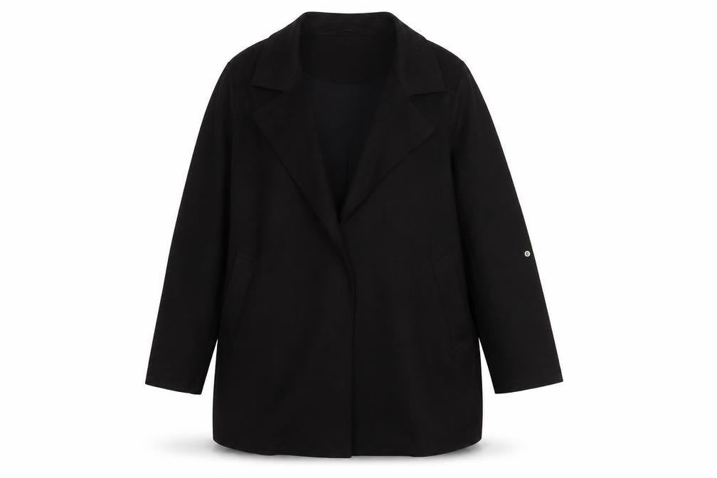 Pull&Bear Womens Black XS Mid-Length Overcoat Classic Style