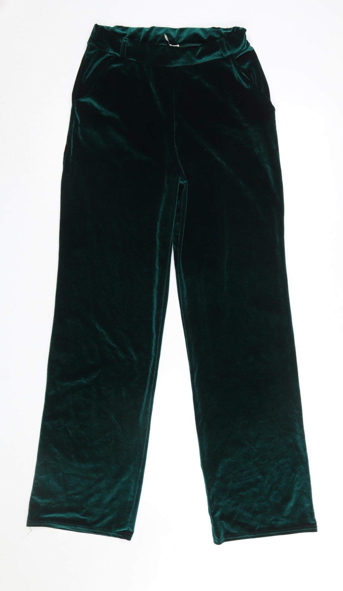 NLY Trend Women’s Green Velvet Straight Leg Trousers Size S