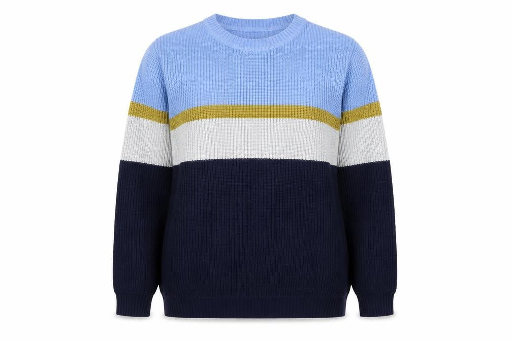 Nümph Women's Blue Striped Crew Neck Chunky Knit Jumper XL