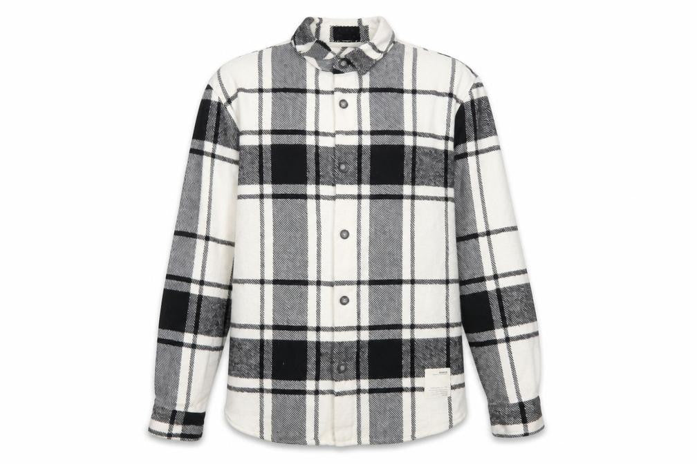 Pull&Bear Men's Black White Check Long Sleeve Button-Up Shirt L