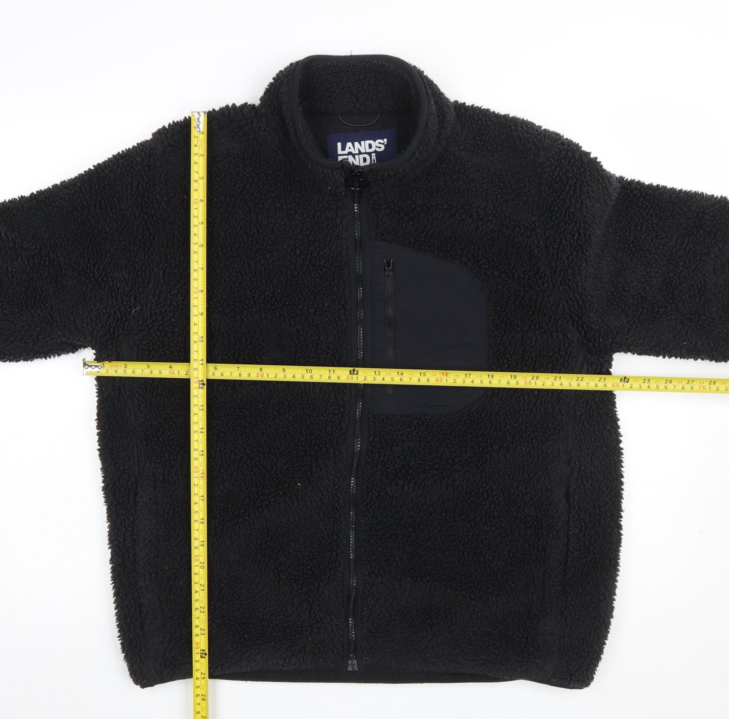 Lands' End Men's Black Fleece Full Zip Jacket Size L Regular