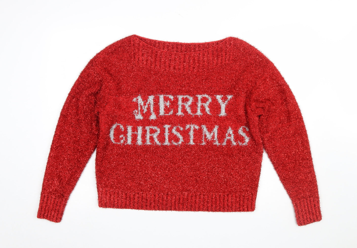 Next Women's Red S Christmas Glitter Jumper Pullover Crew Neck