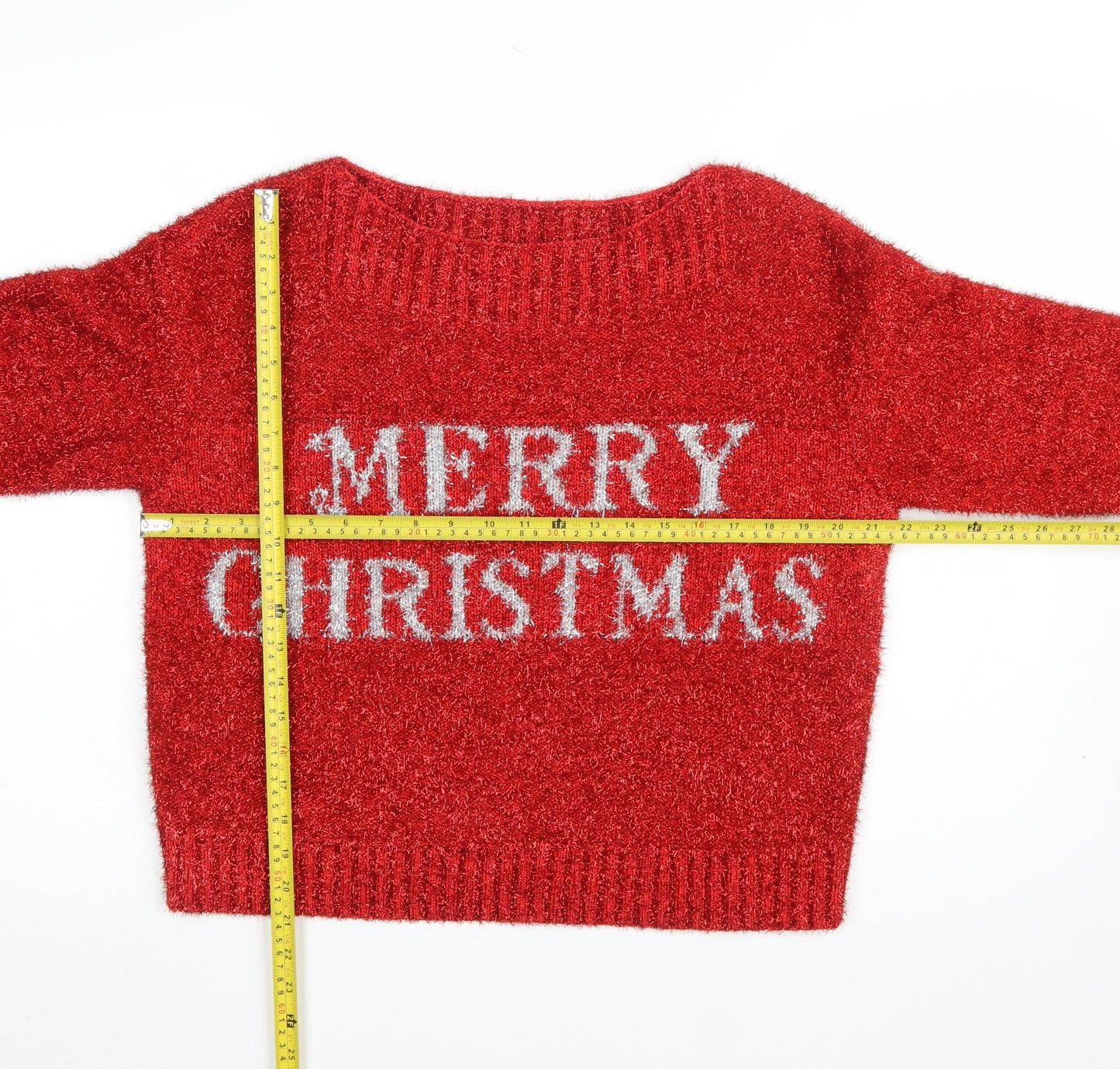 Next Women's Red S Christmas Glitter Jumper Pullover Crew Neck