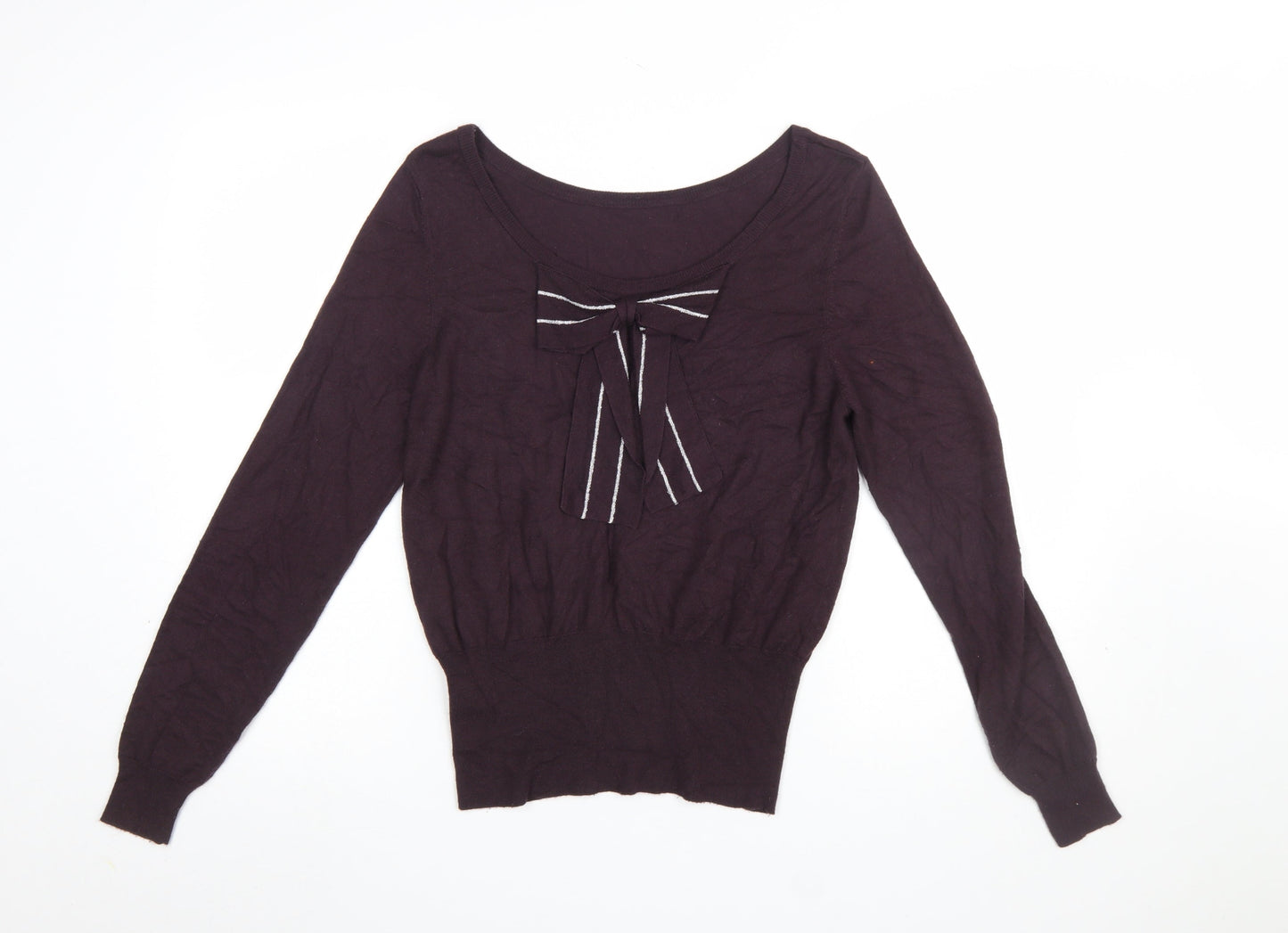 Patrizia Pepe Women's Purple Bow Pullover Jumper Size S Classic Fit
