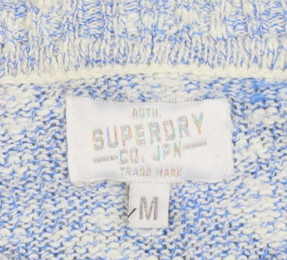 Superdry Womens Blue Cotton Heart Knit Jumper Size M