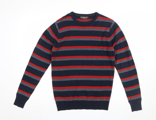 Cedarwood State Men's Blue Striped Crew Neck XS Jumper