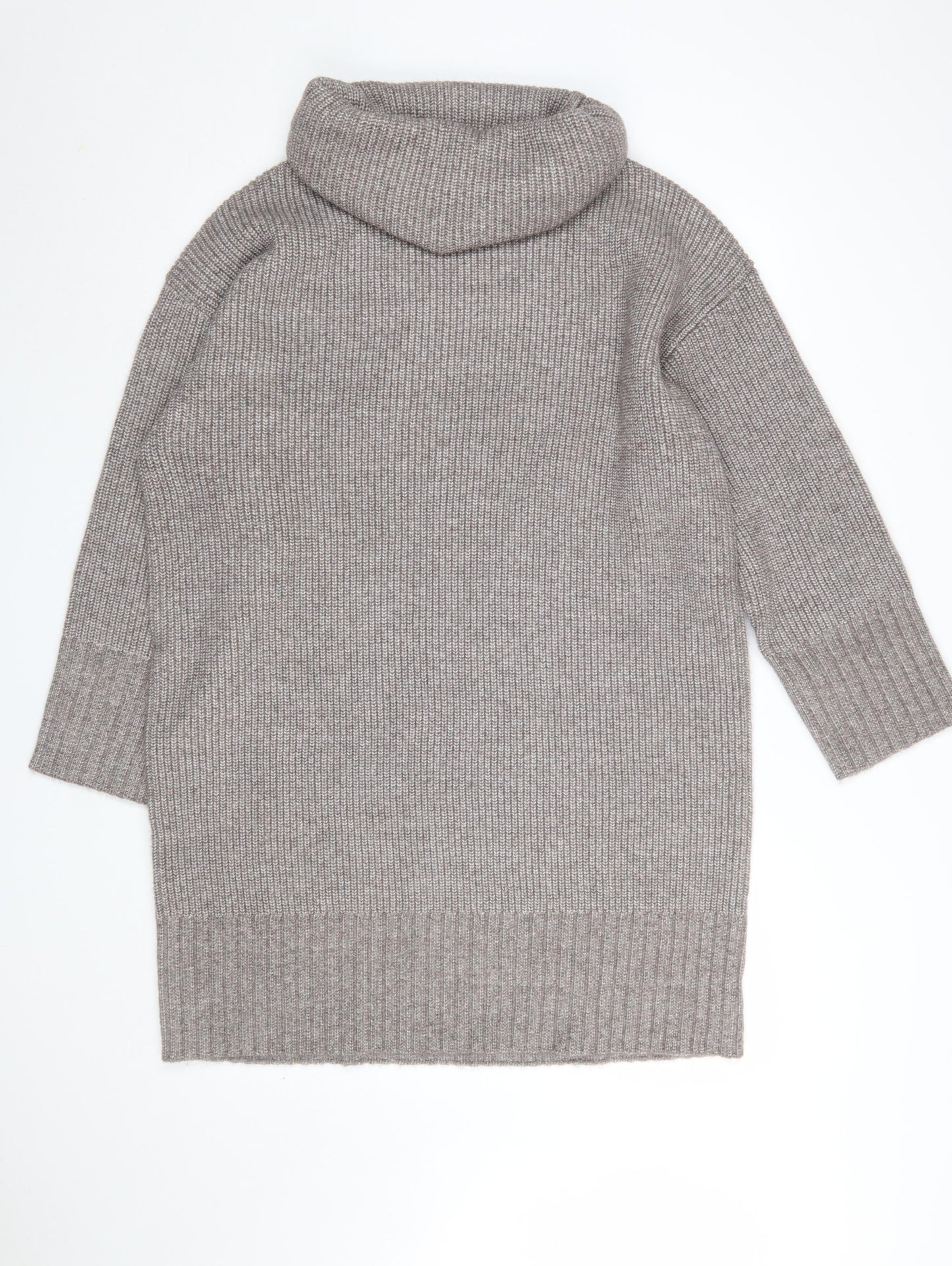 Marks and Spencer Women Grey Roll Neck Knit Jumper Dress Medium