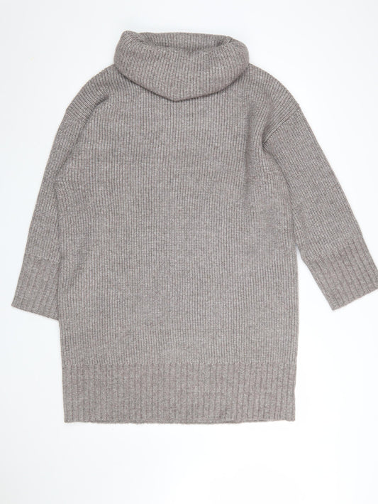 Marks and Spencer Women Grey Roll Neck Knit Jumper Dress Medium