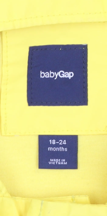 babyGap Unisex Yellow Hooded Duffle Coat 18-24 Months Water Resistant Jacket