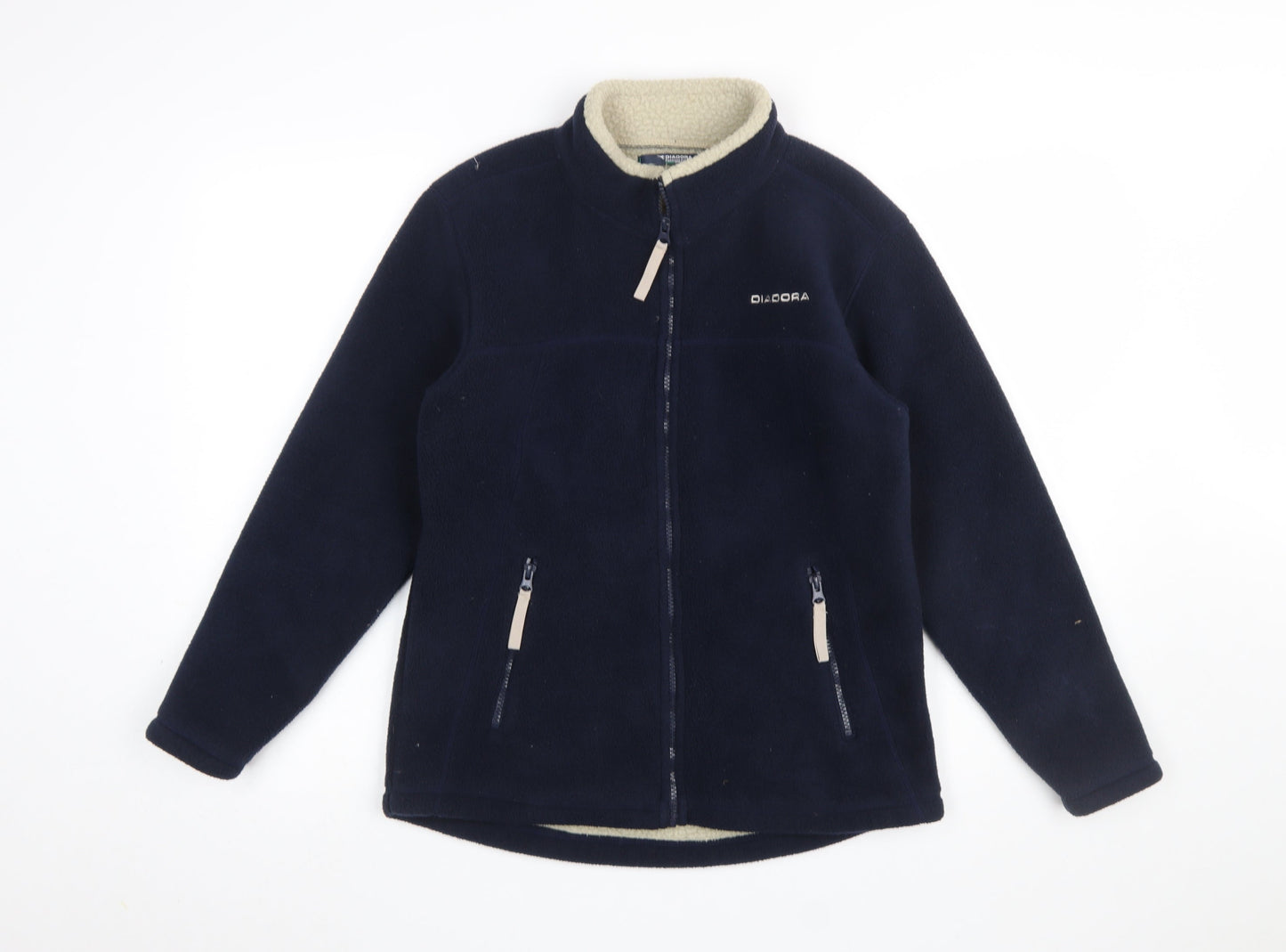 Diadora Boys Blue Fleece Full Zip Jacket L Lined Mid-Length Outdoor Coat