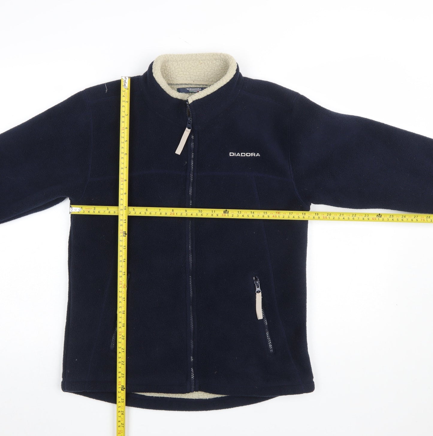 Diadora Boys Blue Fleece Full Zip Jacket L Lined Mid-Length Outdoor Coat