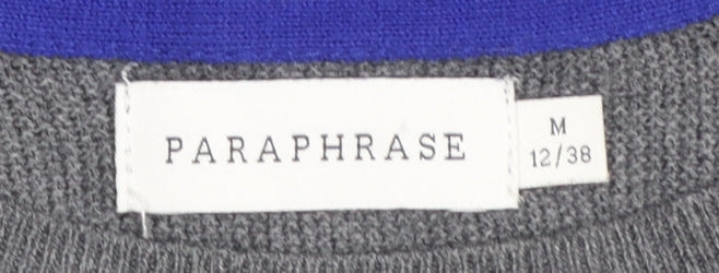 Paraphrase Women Grey Striped Jumper Dress Size 12 Knit Long Sleeve