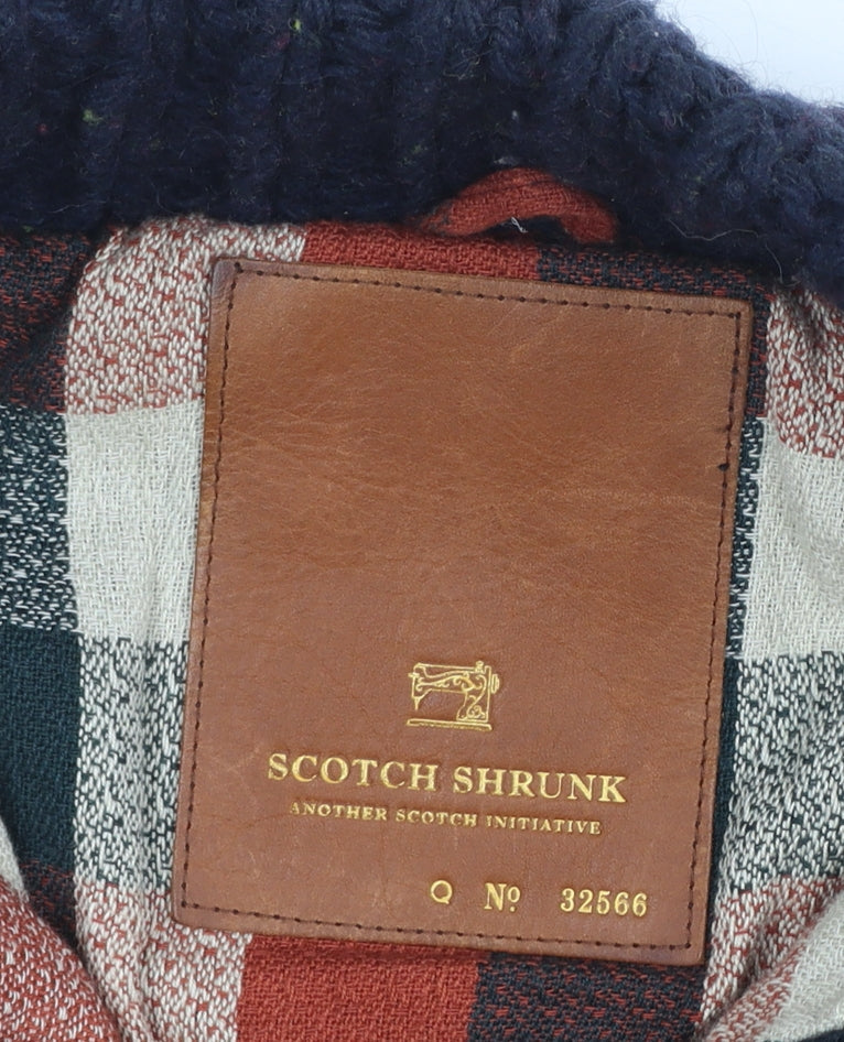Scotch Shrunk Boys Navy & Burgundy Striped Wool Blend Cardigan Size 10/140