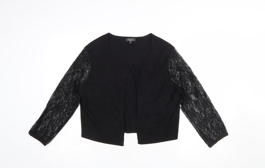 Alexon Women's Black Lace Sleeve Cardigan Size L Round Neck