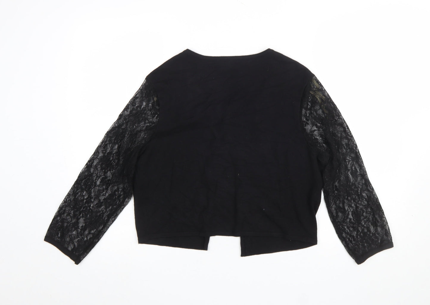 Alexon Women's Black Lace Sleeve Cardigan Size L Round Neck