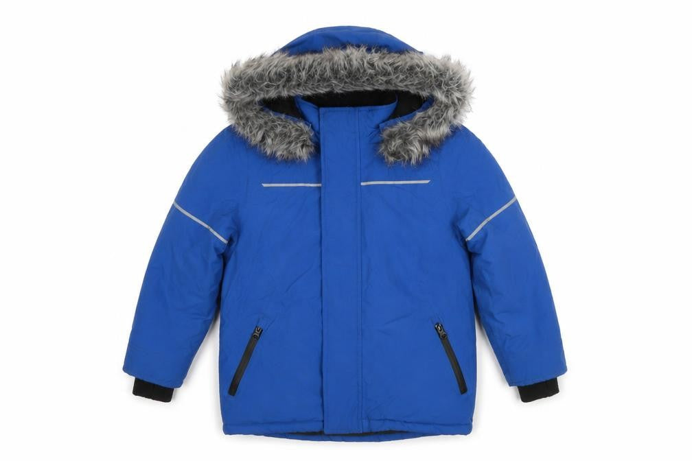 Urban Boys Blue Hooded Puffer Jacket 6 Years Faux Fur Trim Winter Coat
