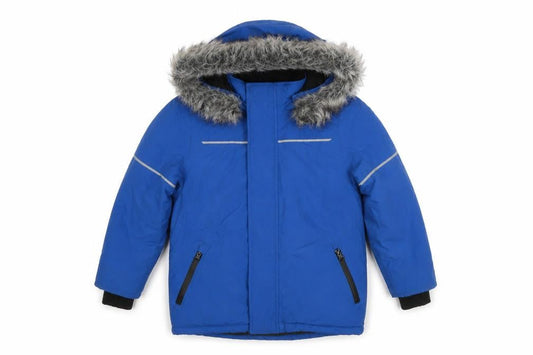 Urban Boys Blue Hooded Puffer Jacket 6 Years Faux Fur Trim Winter Coat