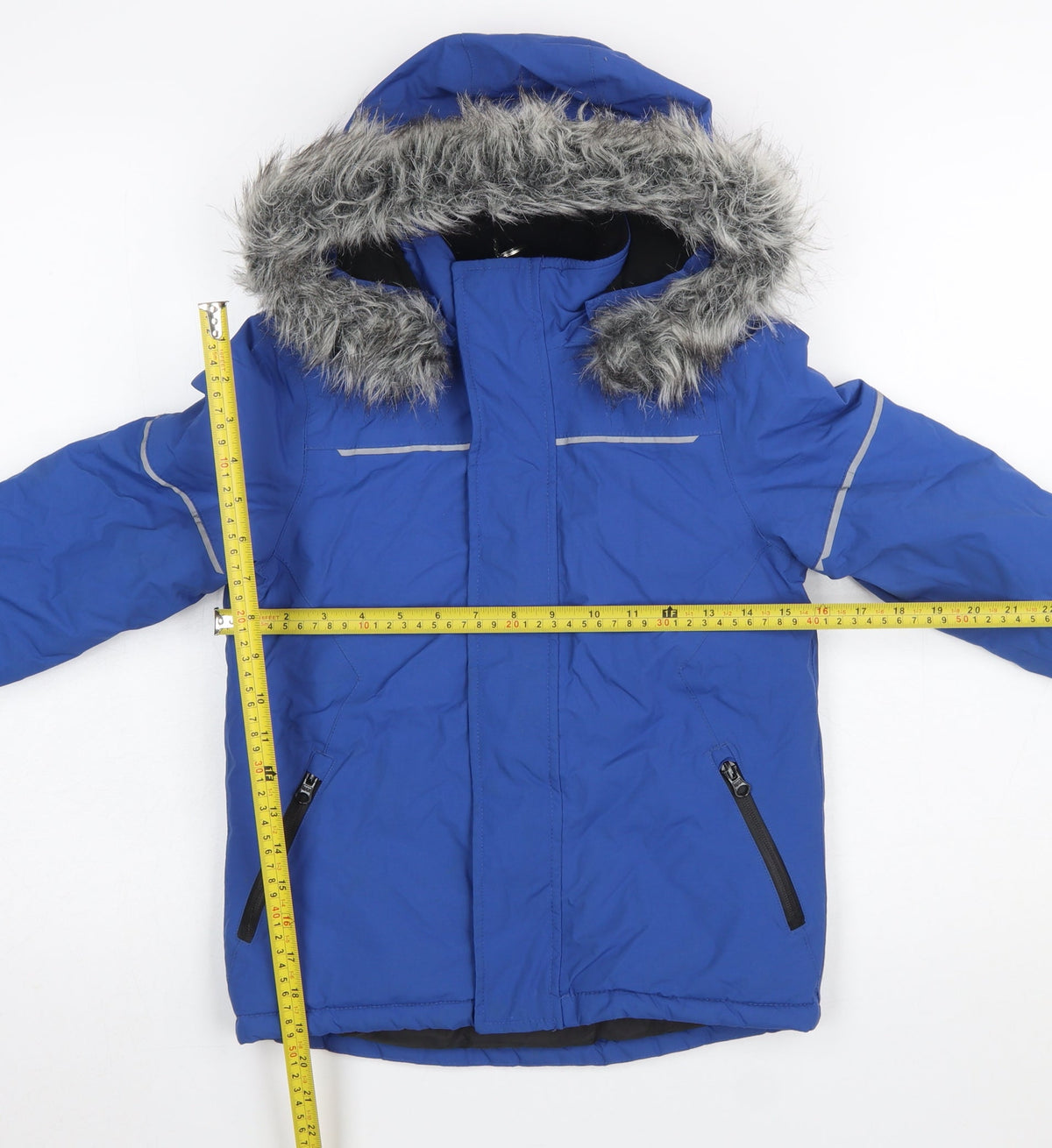 Urban Boys Blue Hooded Puffer Jacket 6 Years Faux Fur Trim Winter Coat