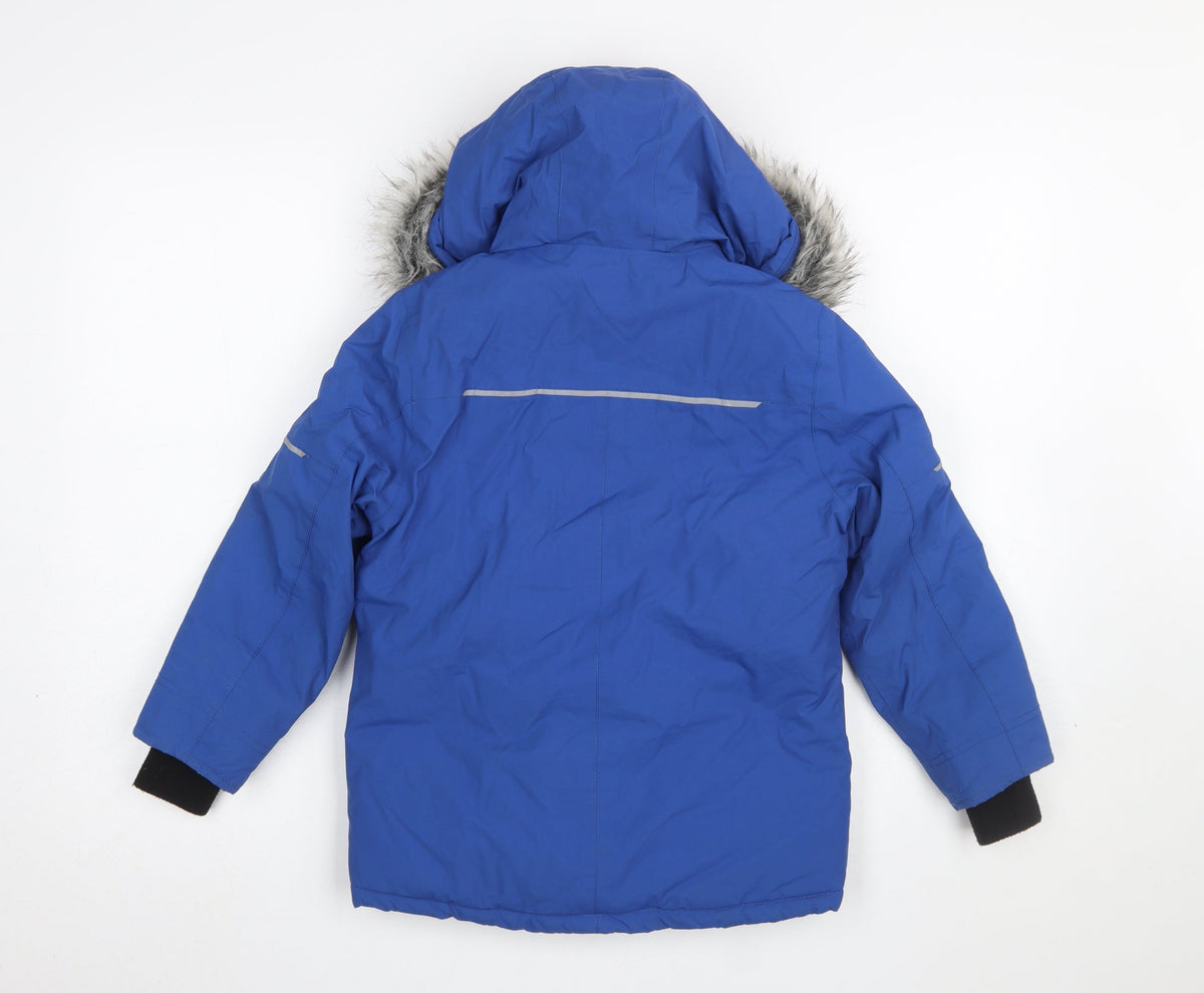 Urban Boys Blue Hooded Puffer Jacket 6 Years Faux Fur Trim Winter Coat