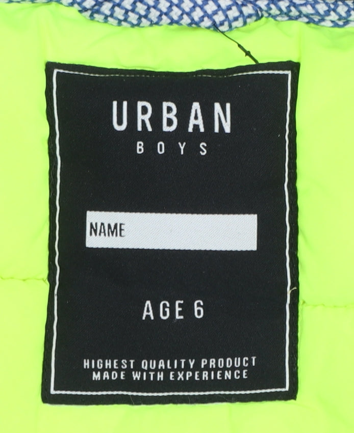 Urban Boys Blue Hooded Puffer Jacket 6 Years Faux Fur Trim Winter Coat