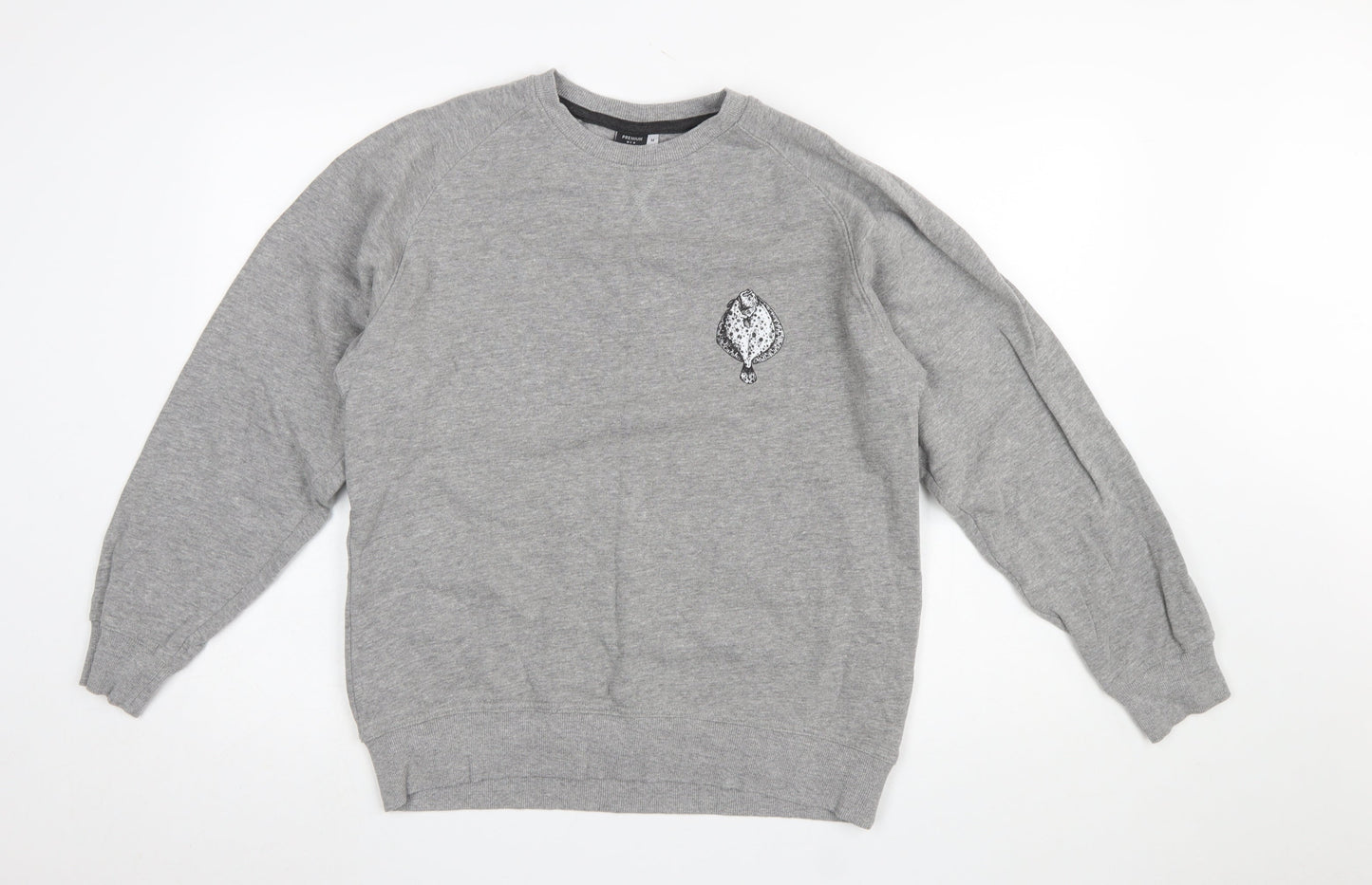 Spreadshirt Men’s Grey Pullover Sweatshirt M Crew Neck Cotton Blend