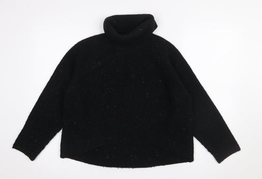 Topshop Women Black Roll Neck Ribbed Pullover Jumper Size 10