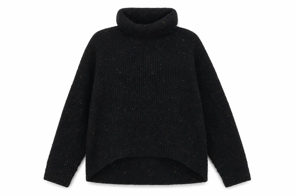 Topshop Women Black Roll Neck Ribbed Pullover Jumper Size 10