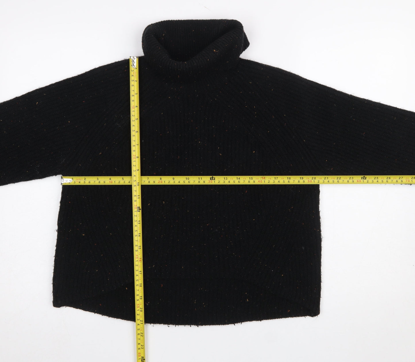 Topshop Women Black Roll Neck Ribbed Pullover Jumper Size 10