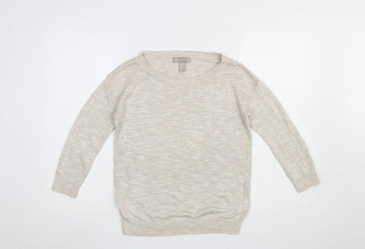 Banana Republic Women Beige XS Linen Blend Long Sleeve Pullover Jumper