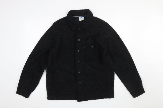 Larsson & Co Men’s Black Fleece Button Jacket Size S Casual Warm Wear