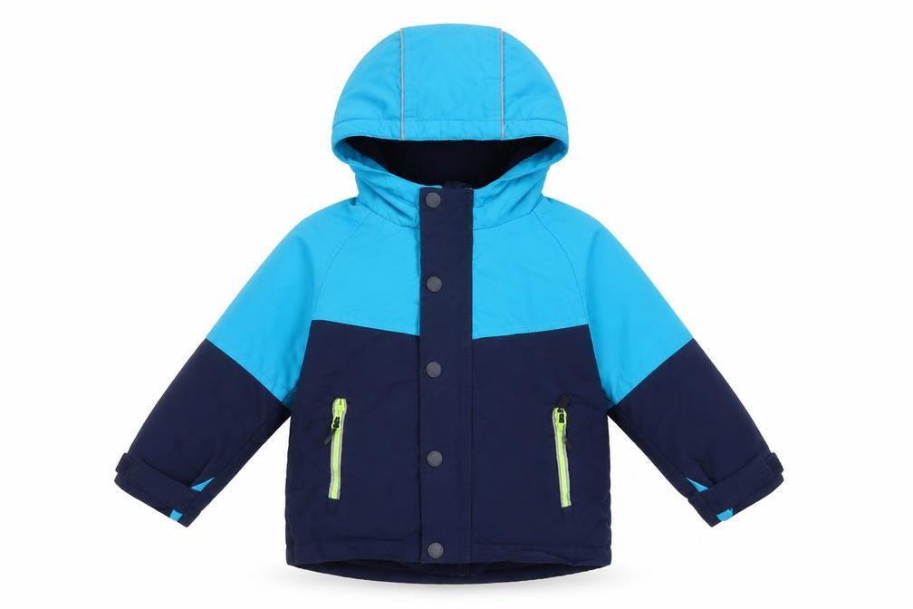 Next Unisex Baby Blue Colourblock Puffer Jacket 12-18 Months Hooded Winter Coat