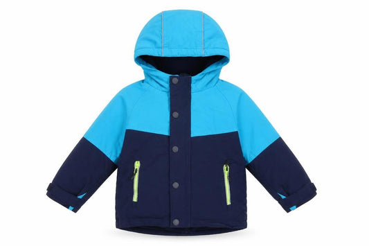 Next Unisex Baby Blue Colourblock Puffer Jacket 12-18 Months Hooded Winter Coat