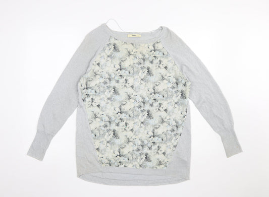 Oasis Womens Grey Floral Metallic Pullover Jumper Size S
