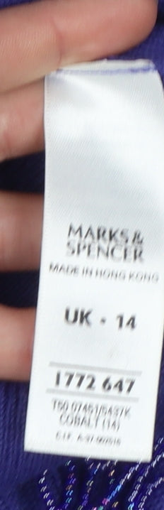 Marks and Spencer Women Purple Beaded Fringe Cardigan UK 14
