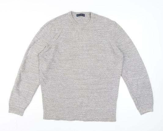 Original Mens Grey Cotton Acrylic Crew Neck Pullover Jumper L