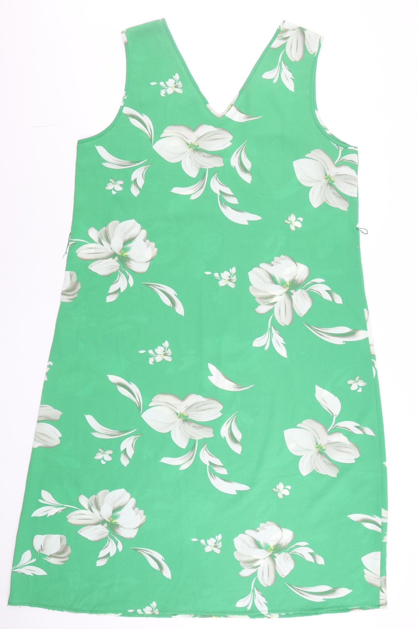 ONLY Carmakoma Women's Green Floral Shift Dress Size 18 Sleeveless V-Neck