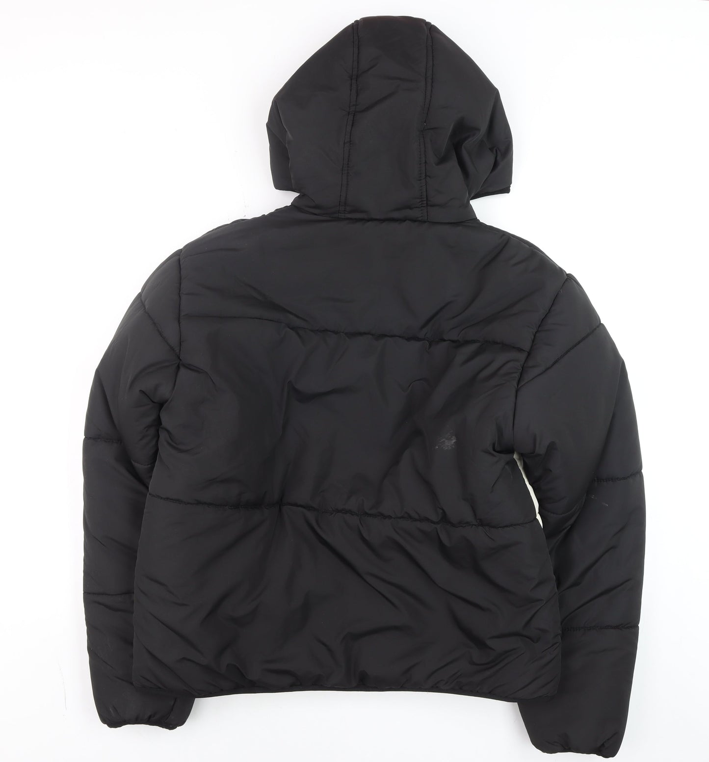 Fila Men's Black Puffer Jacket L Hooded Full Zip Winter Coat